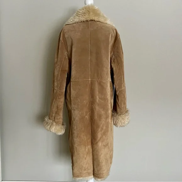 Wilsons Leather Vintage Tan Penny Suede Coat with Faux Fur Trim - Picture 3 of 9